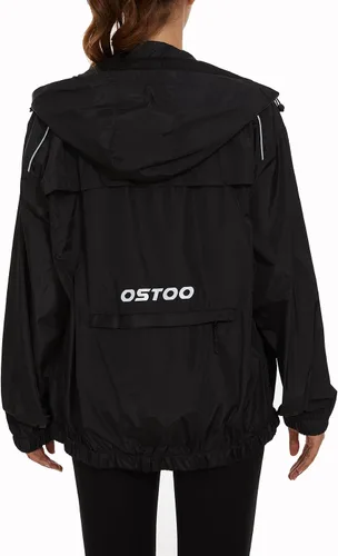 Vista 2 de OSTOO Chaqueta impermeable ligera para mujer, para correr, ciclismo, con capucha, para senderismo, rompevientos