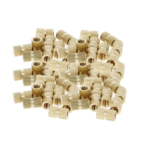 Vista 22 de MroMax Tuercas de inserción moleteadas M2, latón métrico M2x3x3.0.079 in Tuercas de inserción roscadas a través de roscas encajadas en agujeros