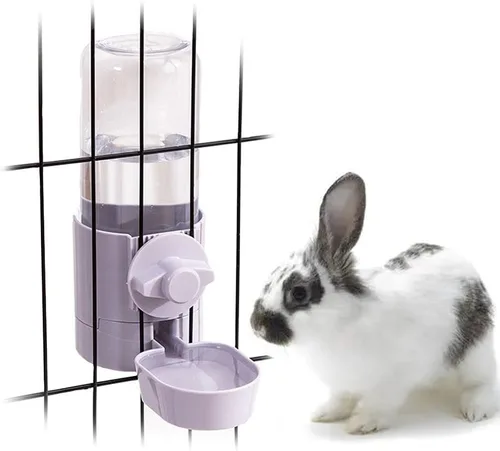 Vista 9 de Oncpcare Dispensador Automático de Alimentos para Conejos de 1L, Cuencos de Alimentos y Agua para Conejos, Comedero Pequeño para Mascotas con Tapa
