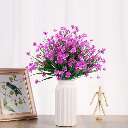 Vista 6 de Flores artificiales, 8 paquetes de plantas artificiales para exteriores, resistentes a los rayos UV, plantas artificiales, arbustos para interiores