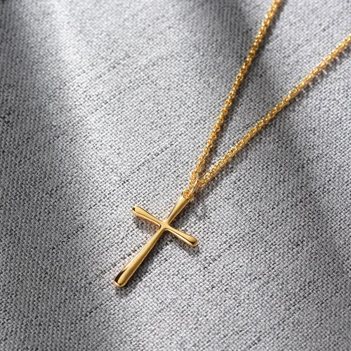 Vista 40 de Fettero - Collar con dije de cruz de fe, chapado en oro de 14 K, cadena fina, minimalista, simple, pequeña, para oración, regalo de joyería religiosa