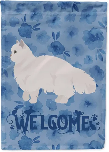 Vista 355 de Caroline's Treasures CK4813CHF - Bandera de bienvenida con gato abisinio azul, manga grande, para porche, para colgar en la pared, poliéster
