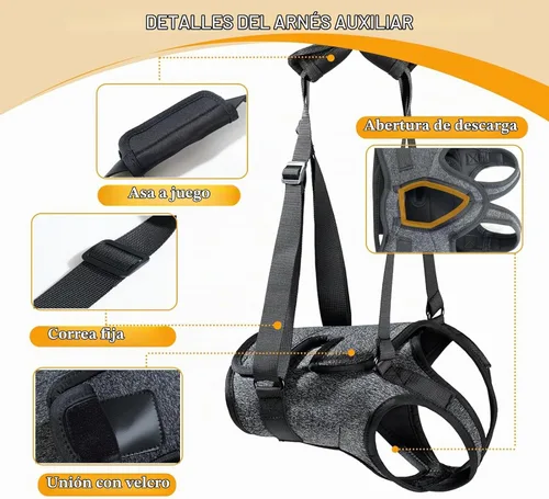 Vista 3 de Arneses tipo halter para perros, arnés de elevación ajustable para perros grandes, cabestrillo para perros medianos, soporte de pierna trasera