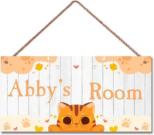 Vista 10 de Letrero de dinosaurio personalizado, bonito arte de dibujos animados para habitación de niños, decoración de pared de puerta, placa de arte floral