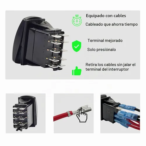 Vista 5 de Interruptor basculante momentáneo LED azul impermeable de 10 pines, interruptor momentáneo de encendido y apagado de 12 V/24 V, motor de CC