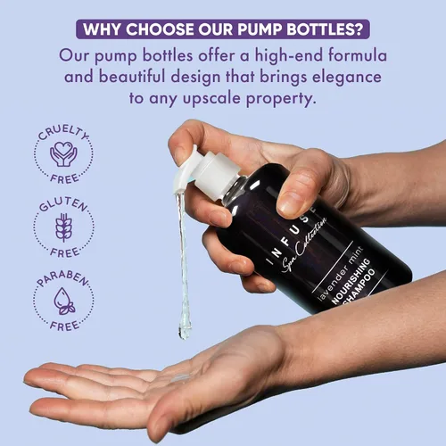 Vista 6 de Terra Pure Infuse Lavender Mint Shampoo Colección Spa Servicios del hotel en botella con bomba 10.14 oz / 10.1 fl oz (caja de 12)