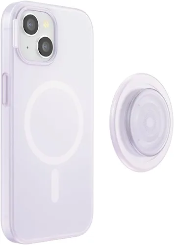 Vista 3 de PopSockets - Funda para iPhone 15 con agarre MagSafe, transparente Opalescente transparente