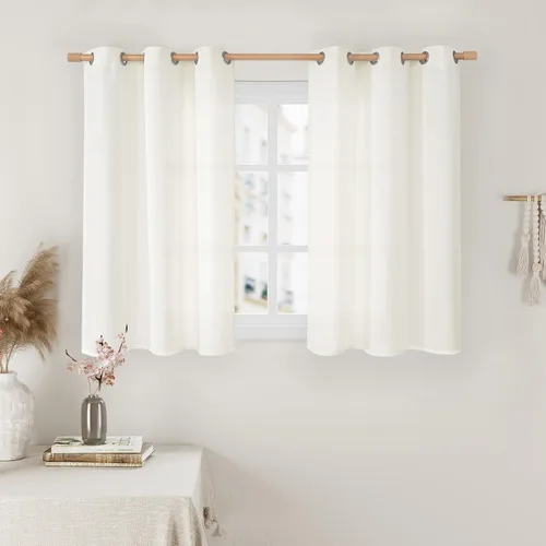 Vista 32 de LAMIT Cortinas de Lino Blancas Semitransparentes para Dormitorio, Paneles Filtrantes de Luz, Cortinas de Lino con Ojales de Protección de Privacidad