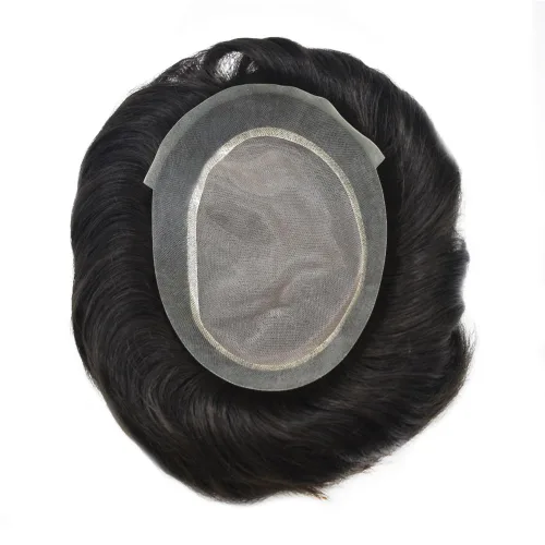 Vista 7 de LYRICAL HAIR Toupee - Sistema de cabello de repuesto para hombre, monofilamento para hombre, tupé fino, monofilamento, piel de polietileno
