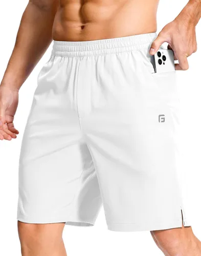 Vista 66 de GGJ Pantalones cortos deportivos ligeros para hombre con 2 bolsillos con cremallera de 7/5/9 pulgadas, pantalones cortos de tenis de secado rápido