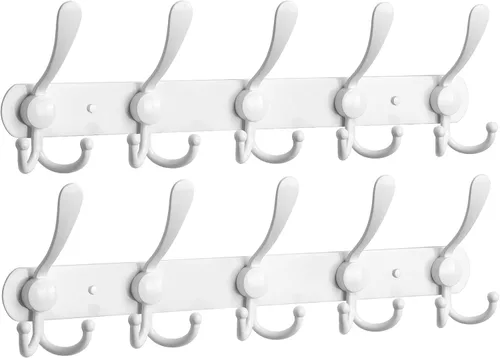 Vista 9 de NearMoon Perchero montado en la pared, paquete de 2 ganchos resistentes para toallas de baño, de acero inoxidable, gancho de metal para toallas