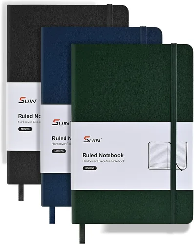 Vista 8 de SUIN Cuadernos rayados para el trabajo, la escuela y el diario, tapa dura, tamaño mediano A5 de 5.6 x 8 pulgadas, 160 páginas, papel grueso de 3.53