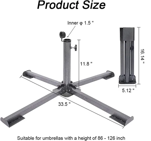 Vista 2 de Soporte de anclaje plegable para patio, ajustable, portátil, anclaje de playa, hierro templado, resistente, soporte para sombrilla de patio al aire