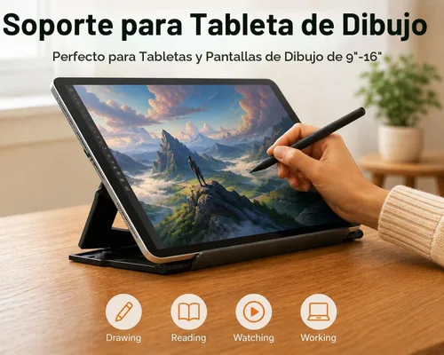 Vista 2 de MAX SMART Soporte de dibujo para tableta, soporte de almohadilla de dibujo digital, plegable, ajustable para monitores de dibujo gráfico de 9 a 16