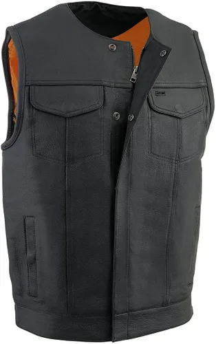 Vista 13 de Milwaukee Leather Men's Club Style Motorcycle Vest -Premium Leather, Dual Closure, CCW Pockets, Patch-Ready Back