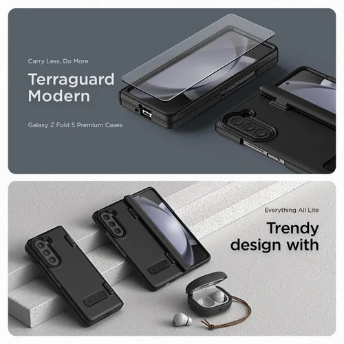 Vista 6 de VRS DESIGN Funda de teléfono para Galaxy Z Fold 5 5G (2023) [Terra Guard Modern], funda de estilo moderno y limpio de alta calidad