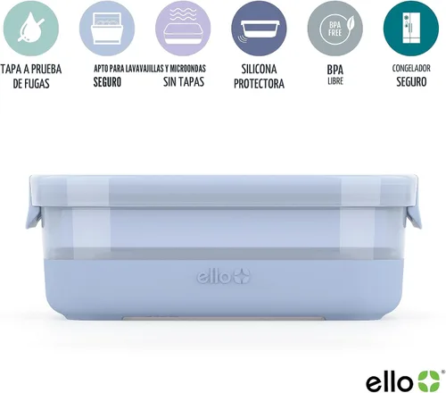 Vista 3 de Ello - Juego de preparación de comidas de plástico de 3.7 tazas, juego de 10 piezas, 5 paquetes - Juego de recipientes de almacenamiento