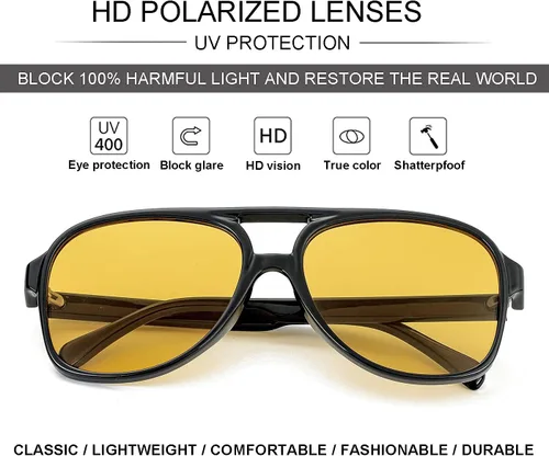 Vista 5 de NIDOVIX Gafas de sol polarizadas clásicas estilo aviador vintage para hombres y mujeres, marco grande, retro, de los años 70