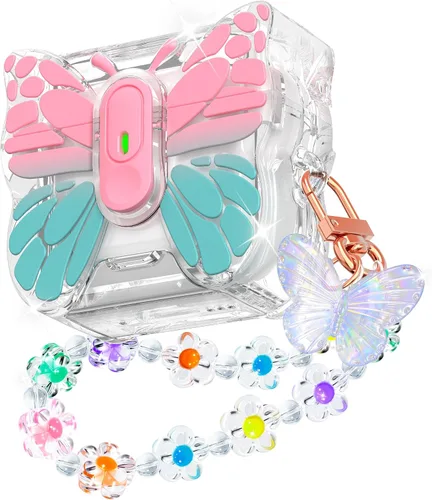 Vista 14 de R-fun Funda para AirPods Pro 2 Butterfly Artistry - Tapa desplegable automática y función de soporte, protección de grado militar de 360°
