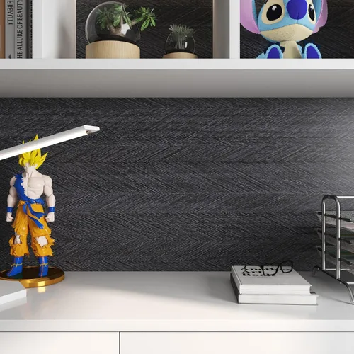 Vista 4 de Livelynine Papel adhesivo de grano de madera de carbón para encimeras de escritorio, impermeable, autoadhesivo, papel tapiz de mesa de cocina