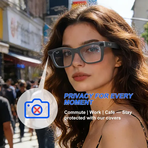 Vista 5 de Paquete de 6 fundas de privacidad con luz LED para lentes inteligentes Ray-Ban Meta Gen 2, cubierta giratoria de bloqueo de cámara compatible