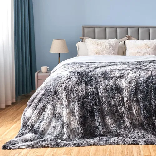 Vista 24 de GONAAP Manta de Tiro Difusa de Piel Sintética Negra Súper Suave Acogedora Felpa Difusa Peluda para Sofá Sillón Cama (Negro, Tiro(50"x60"))
