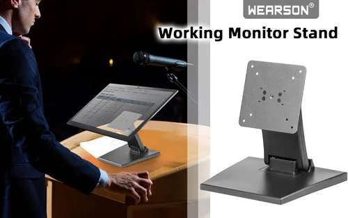 Vista 5 de WEARSON Soporte de TV LCD ajustable Soporte de escritorio plegable para monitor de metal con orificio VESA 2.953x2.953 in y 3.937x3.937 in (WS-03A2)