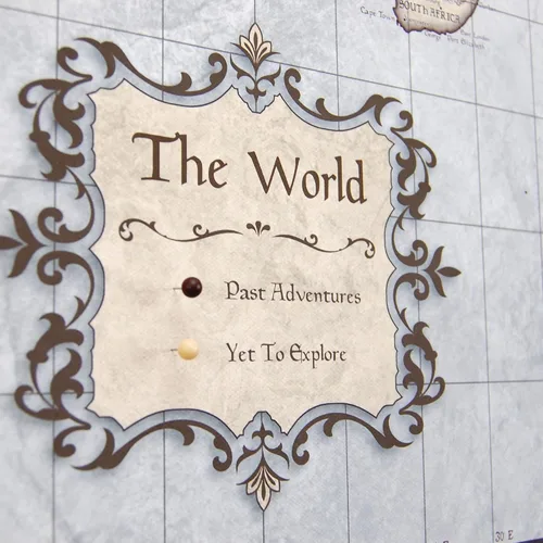 Vista 3 de Mapa de viaje del mundo Push Pin - Vintage rústico - Fabricado en Ohio, Estados Unidos