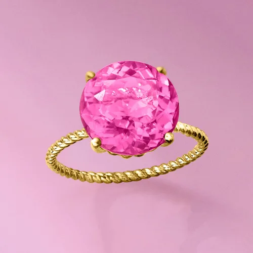 Vista 8 de Ross-Simons Gemstone Twist Rope Ring in 14kt Yellow Gold