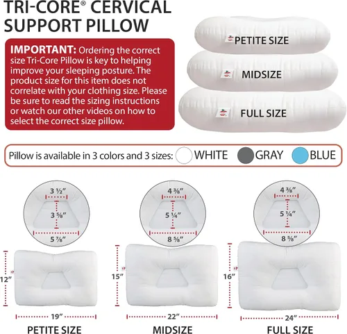 Vista 8 de Almohada cervical ergonómica Tri-Core para alivio del dolor de cuello Azul