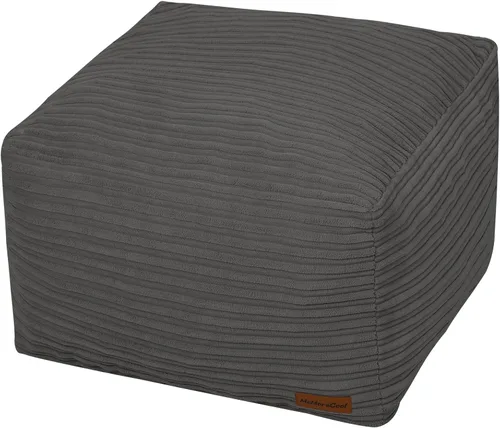 Vista 15 de MeMoreCool - Puf redondo otomano de 20 x 15 pulgadas, reposapiés de pana, color beige Puf de suelo relleno de espuma suave, cómodo reposapiés