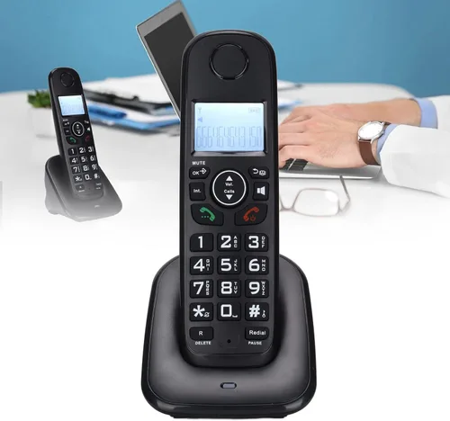 Vista 5 de ciciglow Teléfono inalámbrico para el hogar, compatible con 16 idiomas, pantalla LCD retroiluminada, identificación de llamadas/reenvío de llamadas