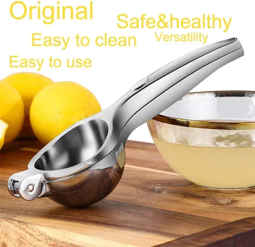 Vista 2 de Exprimidor de limón resistente, exprimidor de cítricos de metal de máximo rendimiento de jugo y prensa manual de lima, herramienta de cocina y bar