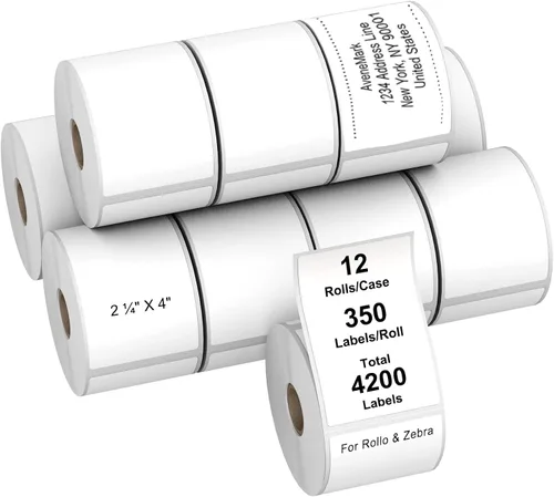 Vista 11 de AveneMark 12 rollos de etiquetas térmicas directas adhesivas de 2" x 1" para códigos de barras, direcciones postales, etiquetas de envío compatibles