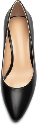 Vista 5 de Mettesally Tacones de cuña cerrados para mujer, zapatos de vestir cómodos para boda, oficina, color negro mate US9R, Negro Mattec