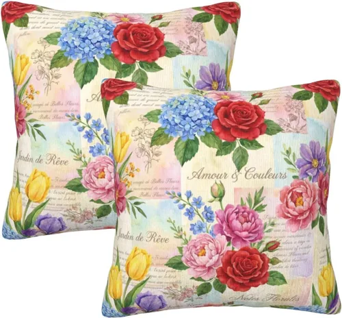 Vista 10 de Perinsto Juego de 2 fundas de almohada decorativas para sofá, cama, decoración del hogar, 16 x 16 pulgadas