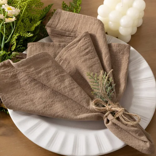 Vista 14 de Servilletas de tela de otoño, lavables, reutilizables, de lino, boda, fiesta, hogar, decoración de mesa Beige Set of 4 Bulk Cotton Napkins 17"x17