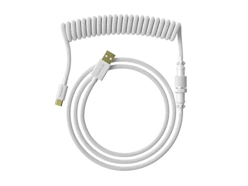 Vista 9 de Ranked Cable de teclado en espiral Cable trenzado de doble manga hecho a mano USB tipo C a A Conector aviador de 5 pines para teclado mecánico