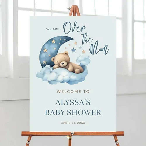 Vista 7 de Letrero de bienvenida para baby shower, tema oscuro, varios tamaños