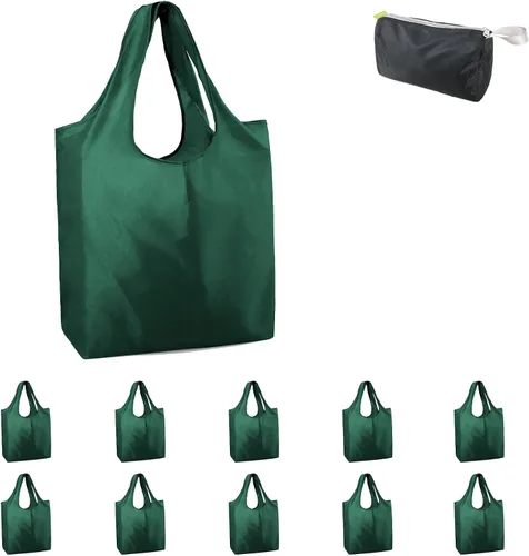 Vista 47 de BeeGreen Bolsas de comestibles reutilizables de Navidad con bolsa de almacenamiento con cremallera, paquete de 10 bolsas de compras reutilizables a