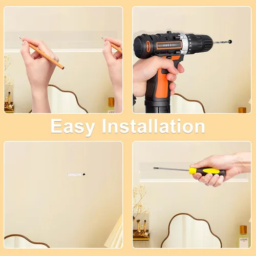 Vista 6 de Estante acrílico para especias de montaje en pared, estantes flotantes transparentes de 15 pulgadas, estantería colgante invisible para niños