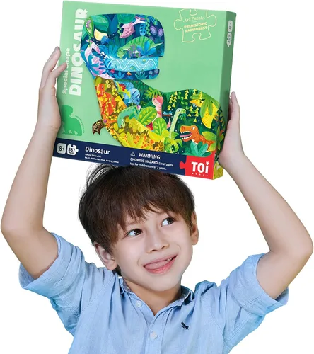 Vista 7 de TOI Rompecabezas de piso de dinosaurio para niños de 6 a 8 años, rompecabezas con forma de animal de 158 piezas, rompecabezas de dinosaurio