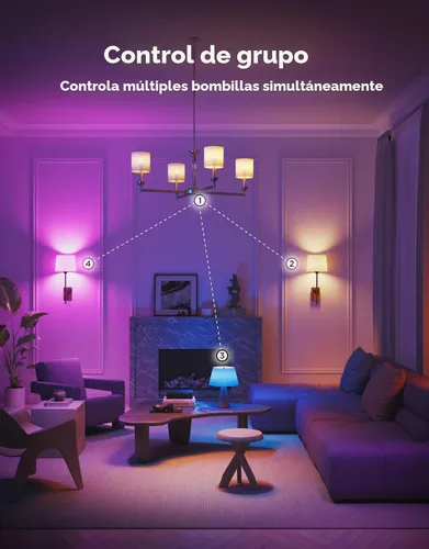 Vista 7 de Govee Bombilla LED E12, bombillas inteligentes para candelabros / sala de estar, bombillas de candelabro que cambian de color funcionan con materia