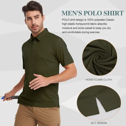 Vista 4 de MEETWEE Men's Polo Quick Dry Performance Hiking Short Sleeve Tactical Shirts