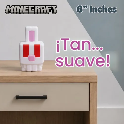 Vista 8 de Minecraft Bunny Mega SquishMe Serie 4 – Peluche oficial de 6" de hinchado lento – Conejo coleccionable, vaca Mooshroom, tortuga y oveja verde