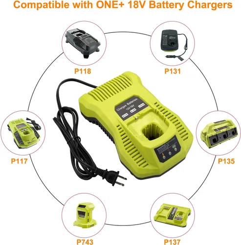 Vista 3 de SKYON 18V P117 Rapid Charger for P117 P118 P131 Battery Charger Compatible with Ryobi One+ P193 P192 P191 P190 P189 P194 P145 P102 P107 P108 PBP007