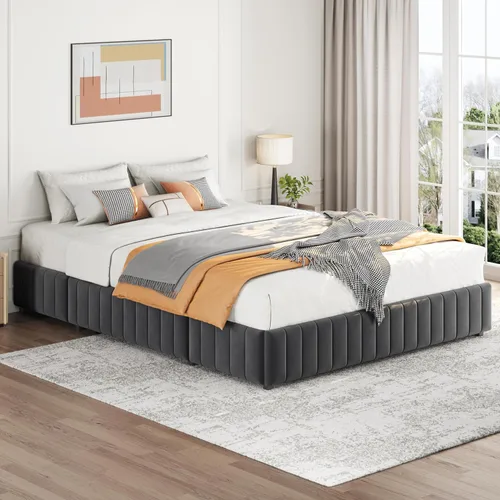 Vista 12 de Yaheetech Bastidor de cama completo con plataforma tapizada con 3 cajones de almacenamiento, gran espacio de almacenamiento/Listones de madera