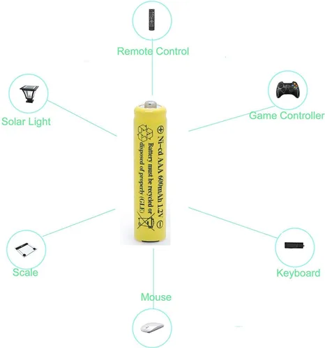 Vista 7 de XUNTU Batería solar AA 1.2V 800mAh NiCd Combo con AAA 1.2V 600mAh NiCd para luces de jardín exteriores