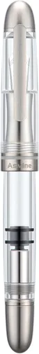 Vista 6 de Asvine P36 - Pluma estilográfica de titanio con relleno de pistón, punta media Bock Juego de estuche de acrílico transparente transparente
