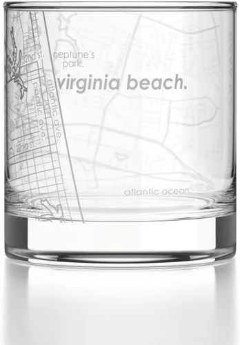 Vista 68 de Well Told Vaso de rocas grabado con mapa de Akron, Ohio, cristalería estilo antiguo (325ml, transparente) Vaso de bourbon grabado, regalos